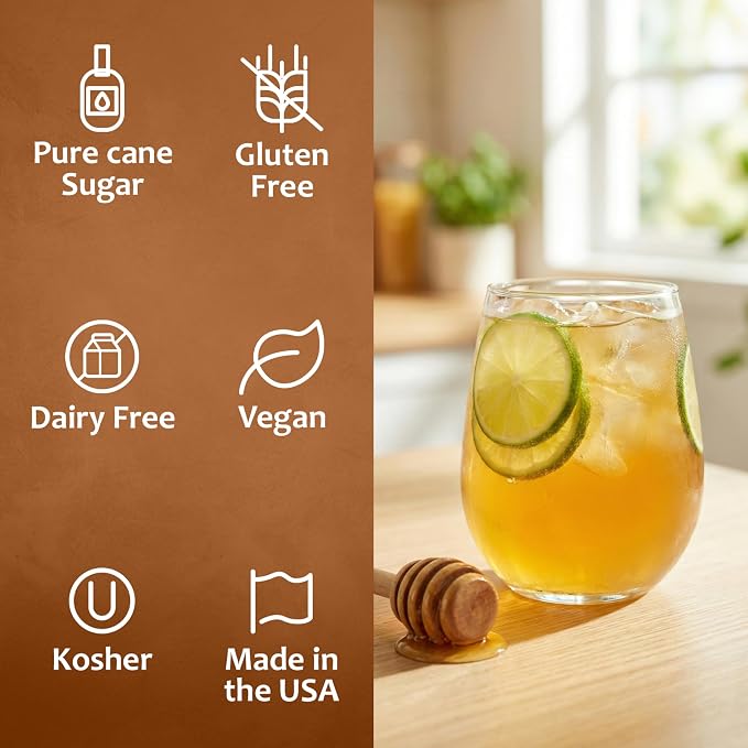 Syruvia Honey Lime Syrup, Naturally Flavored Syrup for Teas, Drinks, Lemonades, Iced Teas, and Desserts – 25.4 fl oz - with Pump