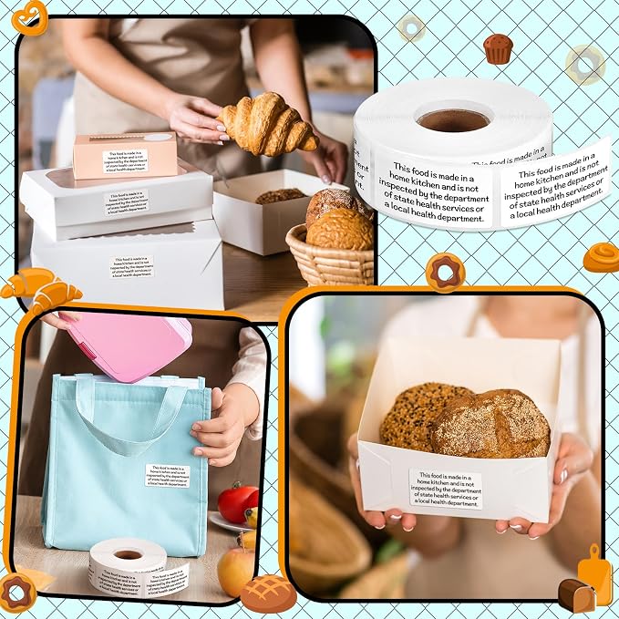 Marspark 500 Count Cottage Food Law Labels Stickers Made in A Home Kitchen Inspection Statement Thermal Printed Labels for Home Kitchen(2 x 1 Inch)