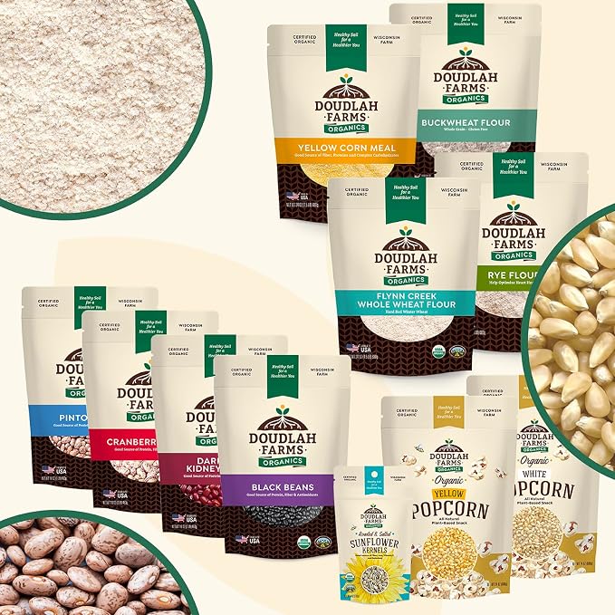 Organic Rye Flour 5 lb - Non-GMO, USDA Organic, Vegan, For Baking Sourdough, Bread, and More! Grown In USA, Farmed From Regenerative Soil by a Wisconsin Family Farm