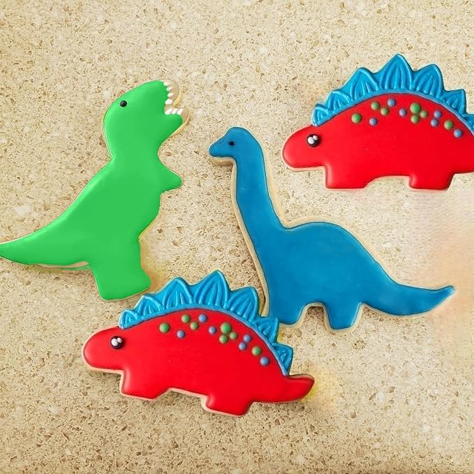 JOB JOL Dinosaur Cookie Cutters 6 PCS, T-Rex, Brontosaurus, Dino Footprint, for Kids Birthday Party