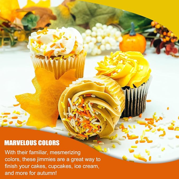 Harvest Candy Corn Blend- Orange White Yellow Cake Pop Cookie Cupcake Cakes Semi-Sweet Edible Confetti Decorations Sprinkles Dessert Jimmies Toppers - 12 Oz