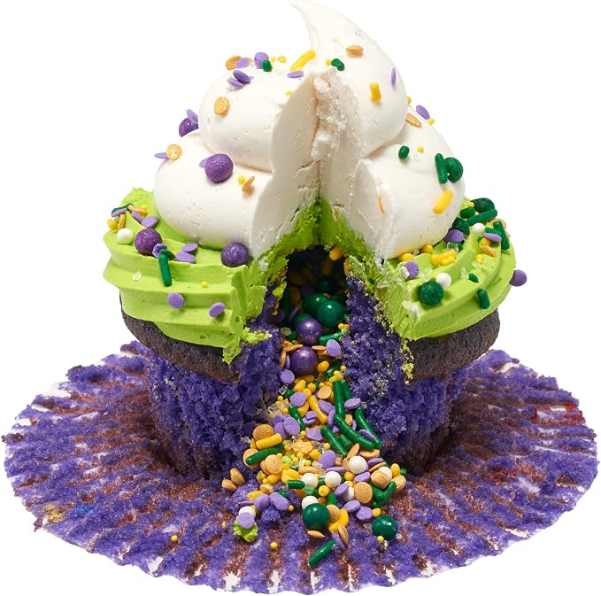 DECOPAC Mardi Gras Deluxe Fusion Mix Candy Sprinkles, 26oz, Edible Sprinkles in Handheld Container, Sugar Cake Decorations For Celebration Cakes, Cupcakes, Cookies, Ice-cream, and Donuts