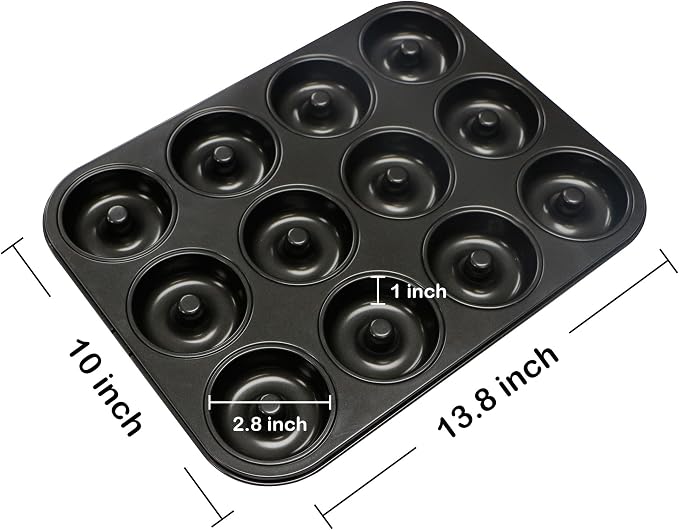Webake Donut Pan Non-stick Mini Donut Tray Heavy Gauge 2.8 Inch Doughnut Pans for Baking 12-Cavity