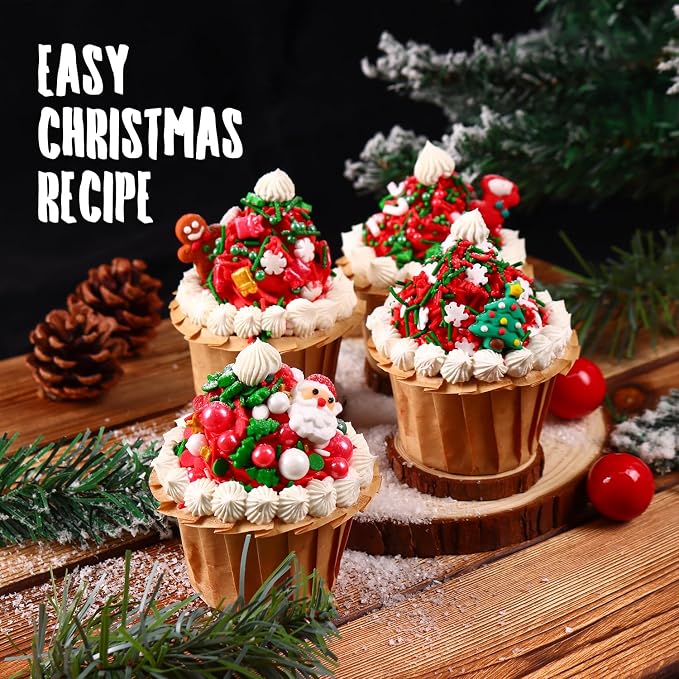 Christmas Sprinkles for Cake Decorating 7 ounce Edible Christmas Tree Star Red Green Pearls Sugar Jimmies Confetti Holiday Sprinkles for Cupcake Toppers, Cookie, Ice Cream Decorations Christmas Party