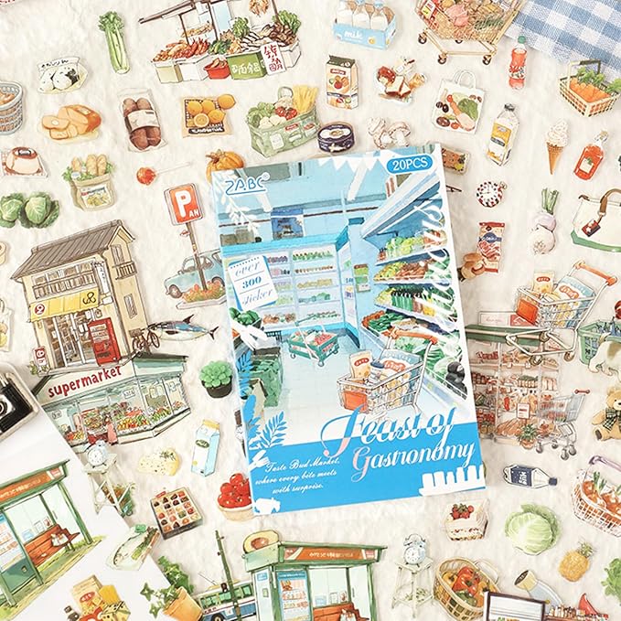 Gourmet Series Sticker Scrapbooking Supplies for Junk Journal, 20 Sheets PET Stickers