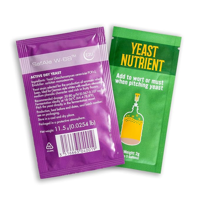 Craft A Brew - Safale W-68 Dry Yeast - Fermentis - German Wheat Beer Dry Yeast - For German, Belgian & Other Wheat Beer Styles - Ingredients for Home Brewing - Beer Making Supplies - 1 Pack