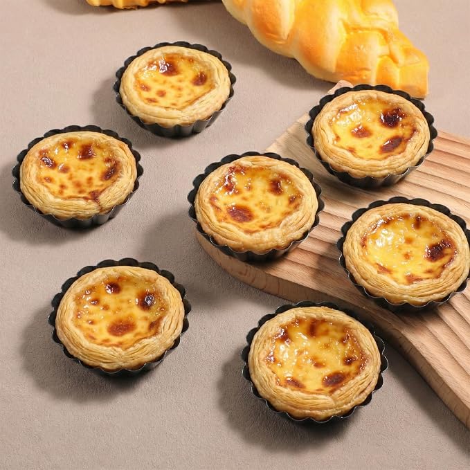 24 Pcs Mini Tart Pans with Removable Bottom, 3 Inch Round Nonstick Quiche Pan, Sturdy Carbon Steel Tart Molds for Baking Bakeware Mold Fluted Side for Tartlets Shells Desert Making