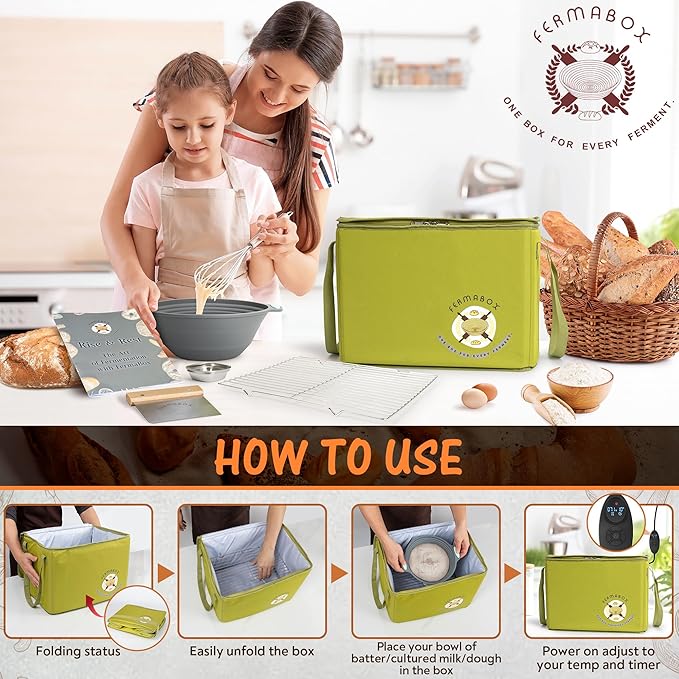 Foldable Bread Proofing Box - Bread Proofer Box - 60-120°F Temp Control, 24H Timer