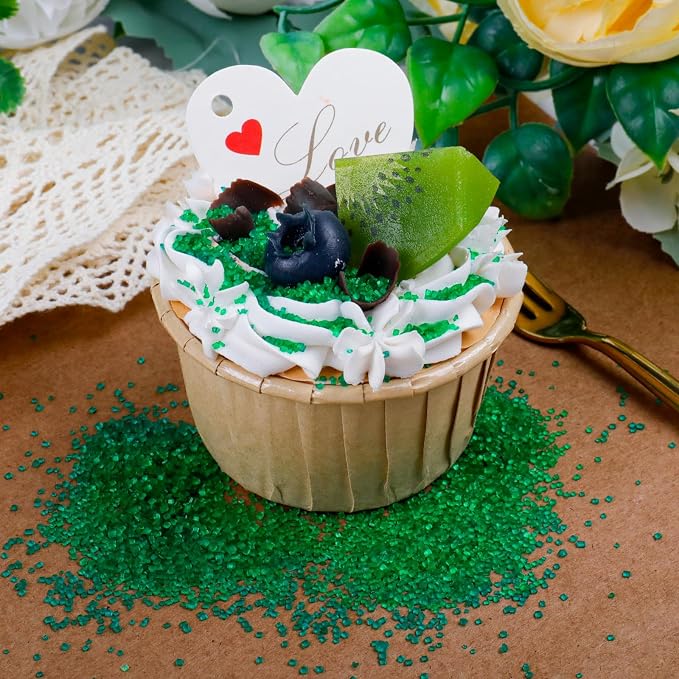 Green Sanding Sugar - Sparkling Sugar Crystals for Baking Decorations (130g/4.6oz) - Edible on Cookies, Cupcakes, Cakes, Ice Cream | Wedding, Party, Valentines Sugar Sprinkles