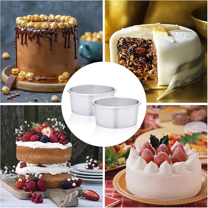 4 Inch Aluminum Round Cake Pan, 8 Pieces Non-stick Mini Cake Baking Pan - Layer Baking Round Cake Pans Set for Home Kitchen DIY Baking Tools Supplies