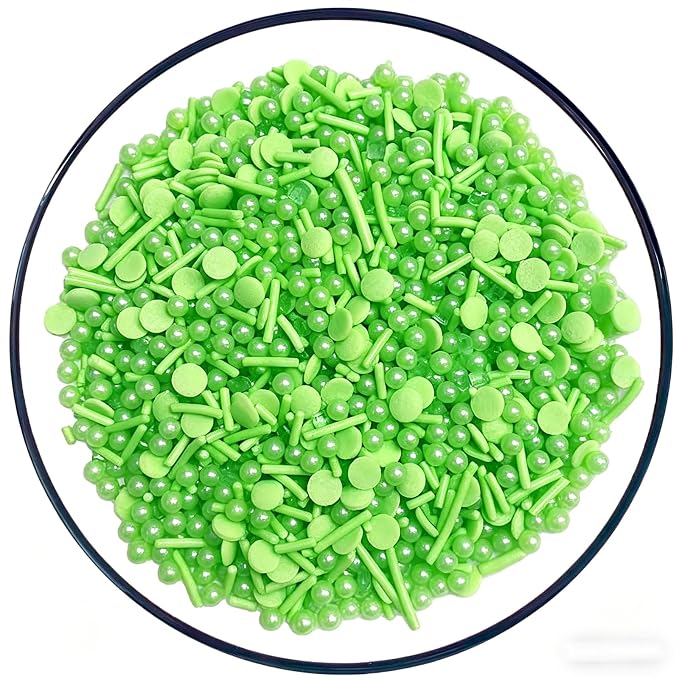 Sentovac Green Sprinkles Edible Green Round Confetti Jimmies Pearls for Cake Decorating Candy Cupcake Cookie Baking Ice Cream Dessert St Patricks Halloween Christmas Holiday Decorations