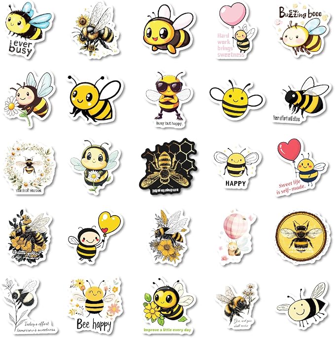 Bee Stickers,100pcs Bee Flower Motivational Inspirational Decals for Water Bottle Laptop Journal Scrapbook Phone Case Cute Animal Honey Bee Decor Stickers Gift