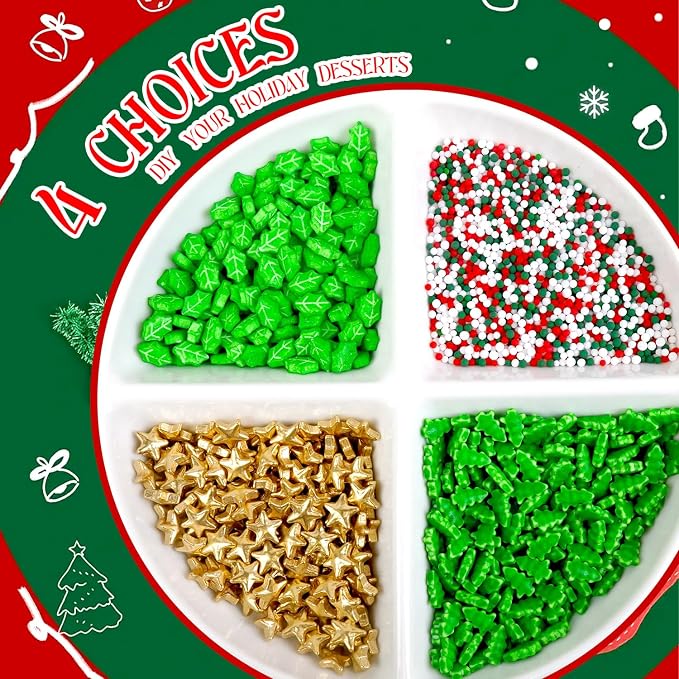 Dazzjoy Edible Sprinkles, Gold Star Sprinkles for Cake Decorating, 150g/5.29oz, Mix Shape, Nonpareils & Leaf Sugar for Decorating Cookies, Cake Decoration & Cupcake Topper
