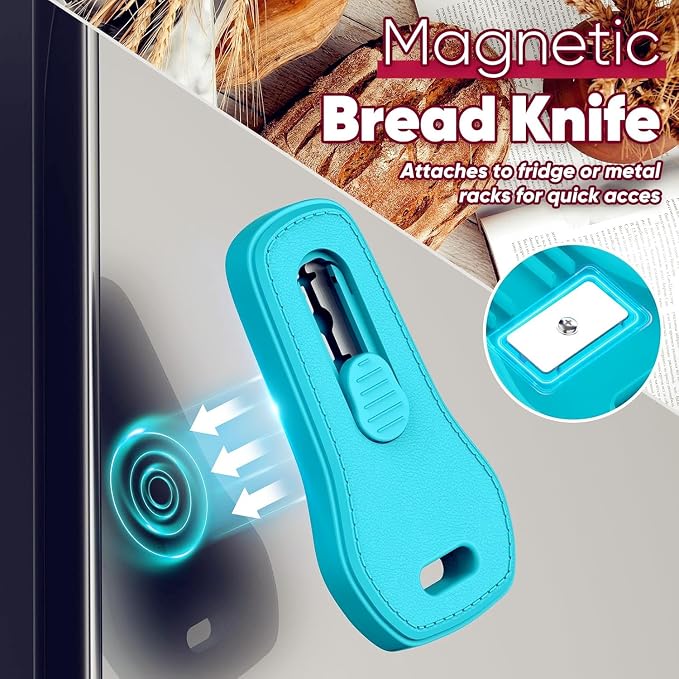 24SHEN Bread Lame, Sourdough Scoring Tool with Extractable & Magnetic, Sour Dough Tools Sourdough Cutter for Homemade Bread Making, Scoring Knife Include 5 Razor Blades-Blue