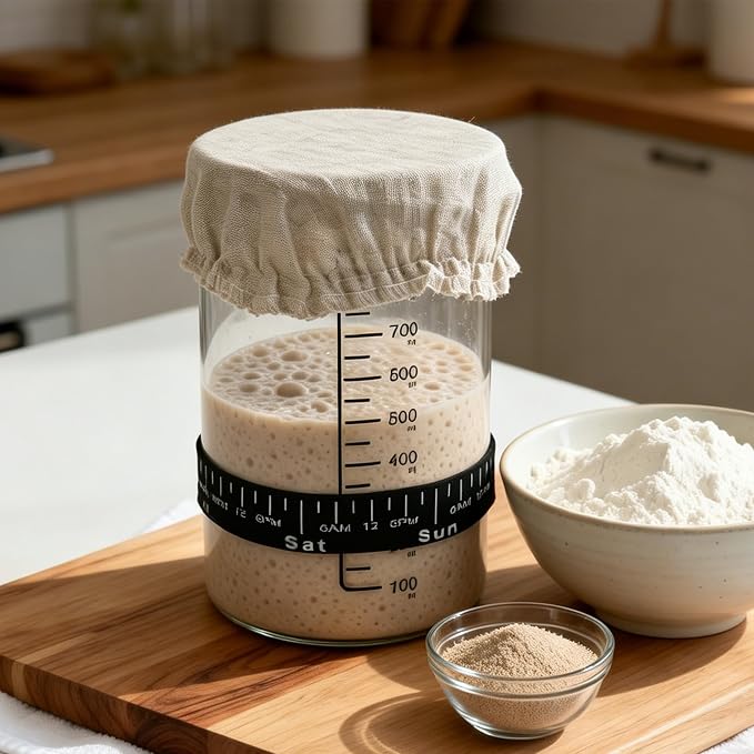 6Pcs Sourdough Starter Jar Lid 4 IN,100% Pure Linen Bowl Covers, Unplored, Unbleached, Sourdough Proofing Bowl Cover Bread Fermentation Baking Supplies for 3-4 Inch Jar Mouth
