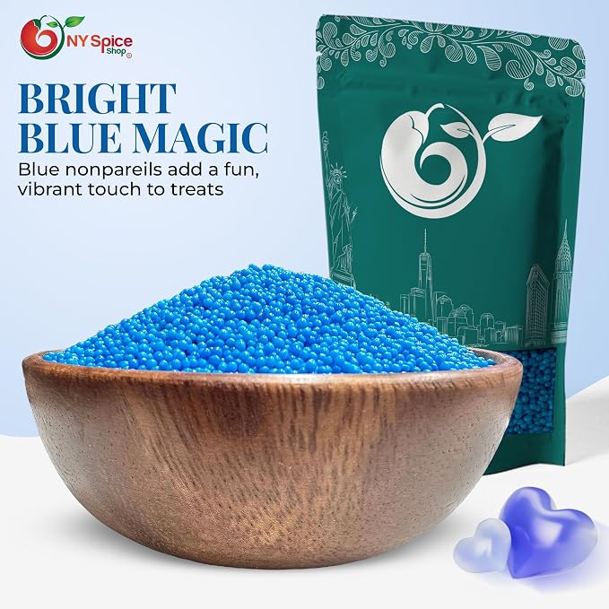 NY Spice Shop Blue Nonpareils - 5 Pound Colorful Candy Sprinkles - Blue Nonpareil Candies - Candy Sprinkles for Decorating Cupcakes, Cookies, Cakes, Chocolates and Desserts