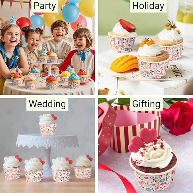 Cupcake Liners 50 Pack, Miliocry 3.5oz Mini Cupcake Cups for Baking, Disposable Paper Baking Cups Cake Containers Muffin Liners Wrappers Holders for Wedding Birthday Party Pink