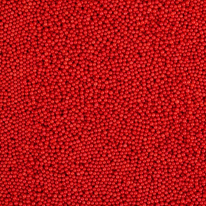 Red Nonpareils Sprinkles, 2mm Edible Pearls for Cake Decorating, 4.6oz Mini Sugar Candy Pearls for Baking, Cupcake, Cookie, Ice Cream Toppings, Christmas Party Valentines 4th of July Holiday Supplies