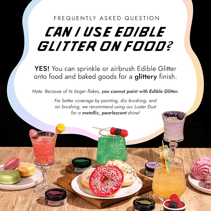 MONÉGASQUE Magic Rainbow Edible Glitter for Drinks 10g – Edible Glitter for Cakes & Cocktails – Cocktail & Drink Shimmer Powder – Sparkles for Drinks – Food, Cupcake, & Cake Decorations Spray Dust
