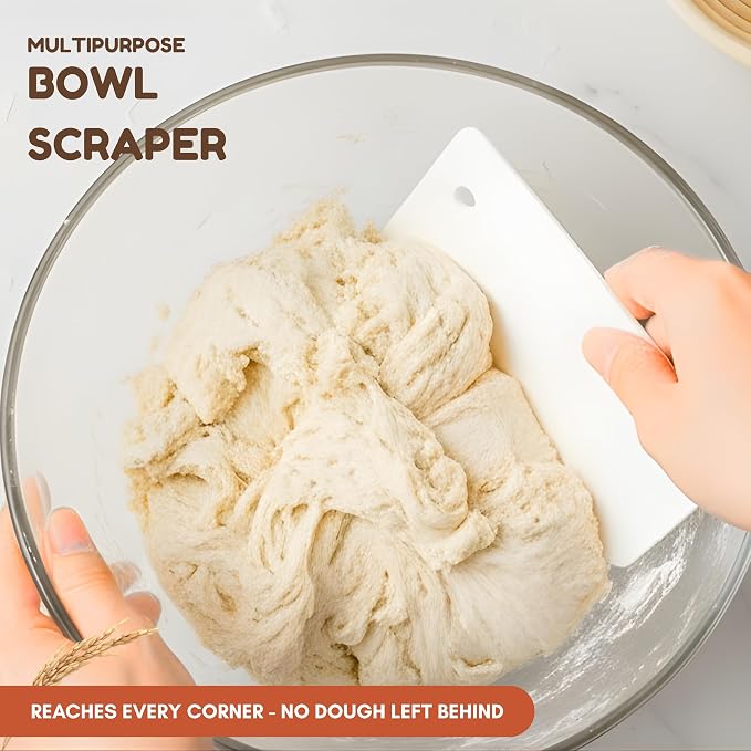 EROIR Sourdough Starter Jar Kit - 38oz Glass Jar with Date Marked Feeding Band, Thermometer, Jar Scraper, 9" Round Bread Proofing Basket, Dough Whisk, Lame, Bowl Scraper, Clean Brush, Recipes Book