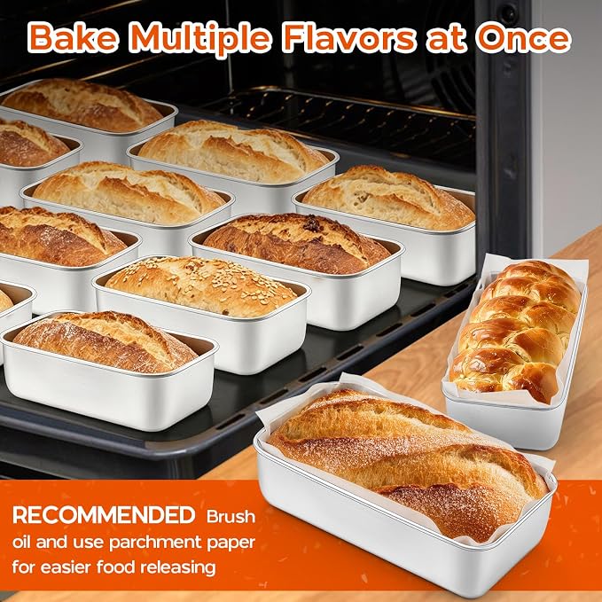 Onader 24 Pack 9x5 Inch Bread Loaf Pans for Baking, Stainless Steel Meatloaf Baking Pan, Metal Loaf Tins for Homemade Banana Bread, Oven & Dishwasher Safe