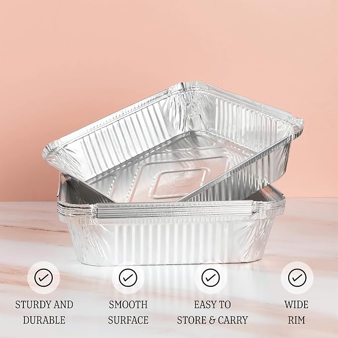 PLASTICPRO Disposable 9'' X 9'' X 2'' Inch Square Aluminum Tin Foil Baking Pans Bakeware - Cookware Perfect for Baking Cakes, Breads, Brownies, Bread, Meatloaf, Lasagna, Pack of 25