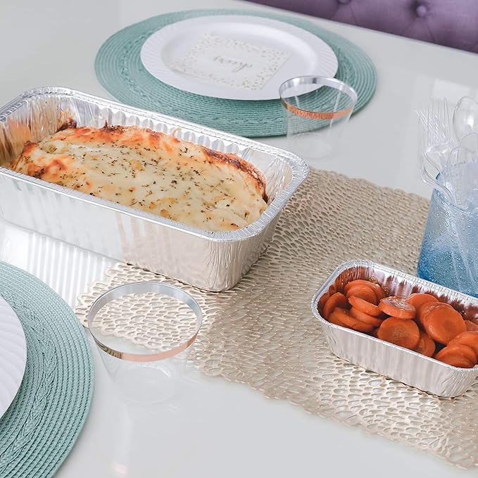 PLASTICPRO [3 Lb 50 Pack Disposable Loaf Pans Aluminum Tin Foil Meal Prep Bakeware - Cookware Perfect for Baking Cakes, Bread, Meatloaf, Lasagna 3 Pound 11'' X 5'' X 2.75''