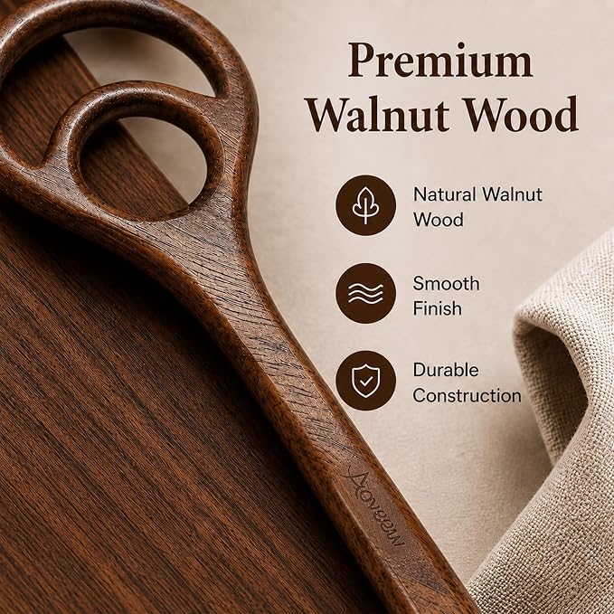 Wooden Danish Dough Whisk Set, 2 Pack Walnut Wood Dough Whisk for Sourdough Bread Baking, Bread Mixer for Pizza Dough, Batter, Pastry & Homemade Bread