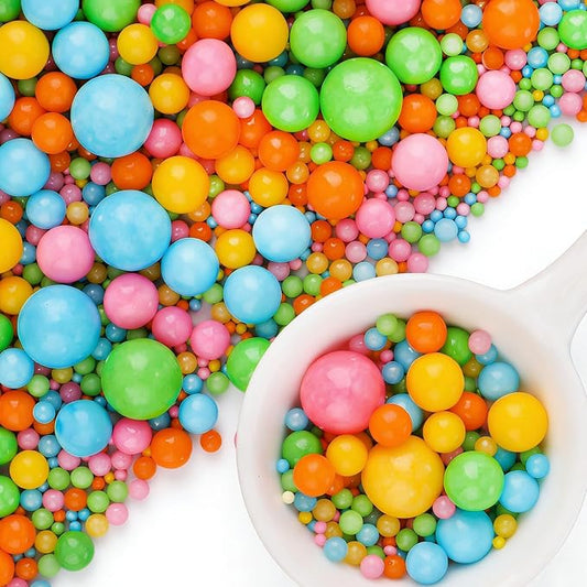 Rainbow Sprinkles for Cake Decorating, 6 Sizes Mix 4.6 oz Edible Pearl Sugar Sprinkles for Baking Cupcake Cookies