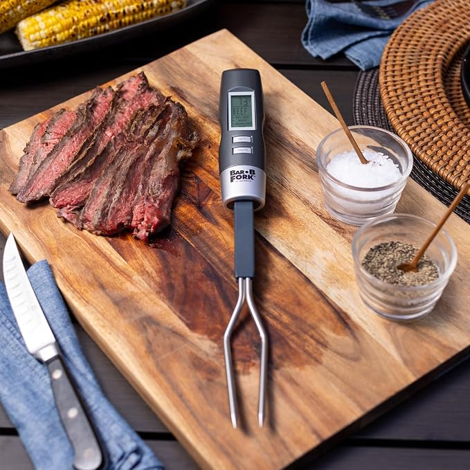 Maverick BarBFork Digital Meat Thermometer Fork, Preset Temps for 6 Meats, Backlit LCD, Beep Alert, Stainless Steel Probes, Auto-Off