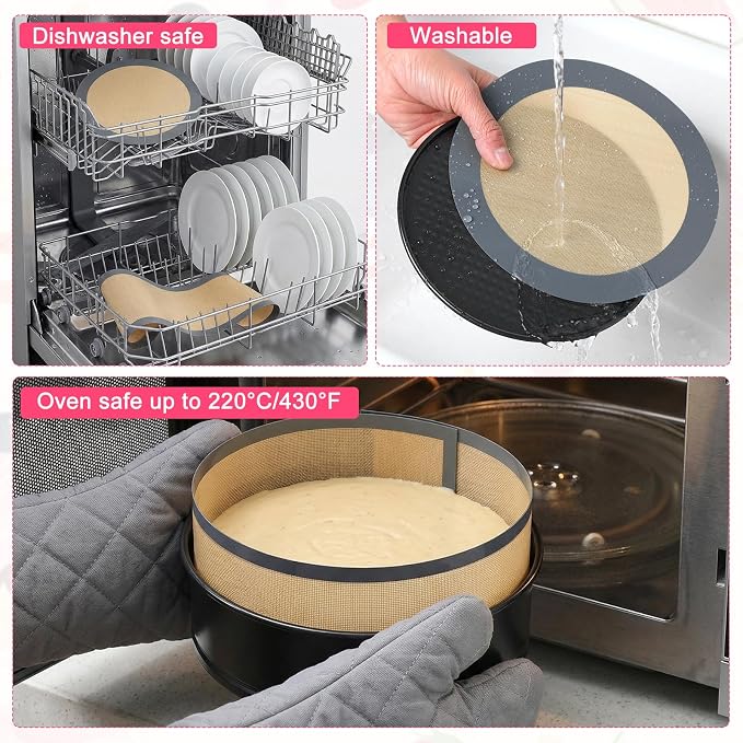 4" 7" 9" Springform Cake Pans Set with Easy Clean Silicone Baking Mat and Silicone Liners Protector Prevent Cake from Sticking to Bottom and Side Nonstick Cheesecake Pan with Removable Bottom