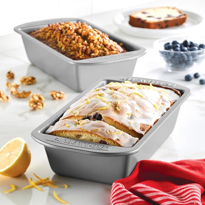 Farberware Nonstick Bakeware Bread Pan and Meat Loaf Pan Set, 2-Piece, Gray