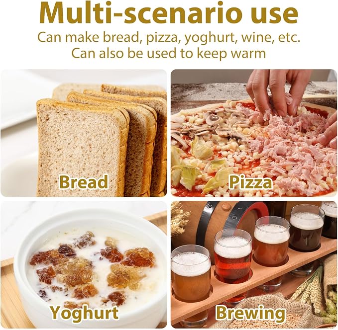 Dough Proofer with Heater, Bread Pizza Dough Proofing kit Temperature Control Proofing Accessories for Making Bread, Yogurt, Natto and Handmade Soap
