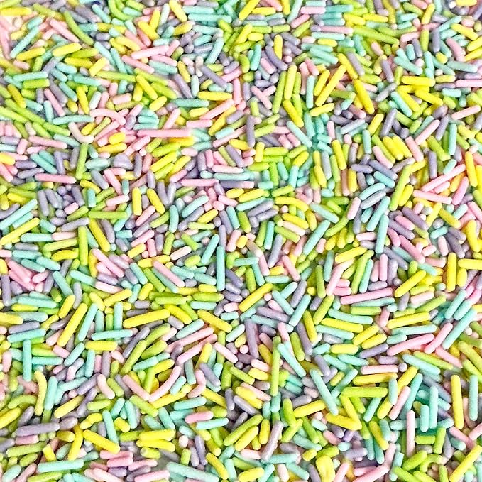 Homipooty Easter Jimmies Sprinkles Edible Pastel Pink, Purple, Blue, Green, Yellow Soft Jimmies for Cake Decorating 78g/2.75oz Cookie Cupcake Topper Ice Cream