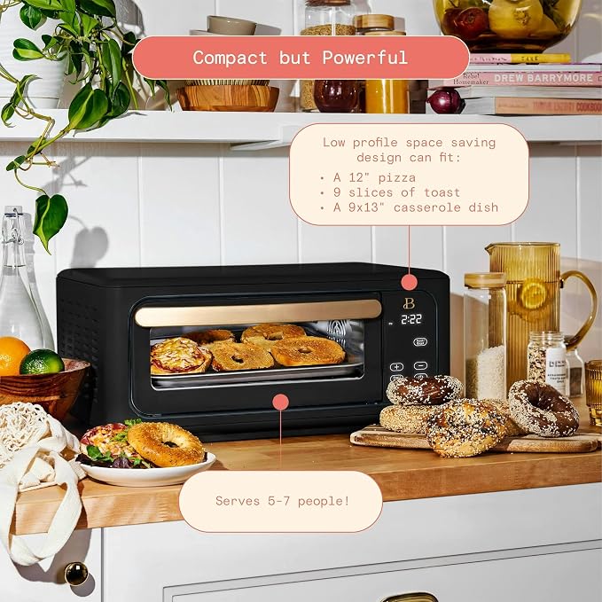 Infrared Air Fry Toaster Oven 9 Slice, 1800W Countertop Oven with Convection & Air Fry Functions, Digital Touch Display, Multi Cooking Modes for Baking, Broiling & Reheating (Black Sesame)