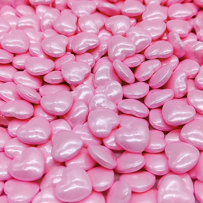 Pink Heart Sprinkles Edible Heart Cake Decorating Cake Decorations Cupcake Toppers Cookie Decorating Perfect for Cakes, Cupcakes, Desserts Toppings 3OZ