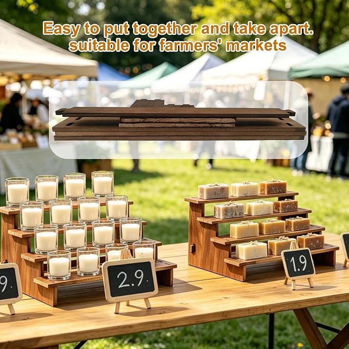 2PCS Cupcake Display Stand - 30s Quick Assembly, Easy Carry&Store | 4 Tier Display Risers for Dessert, Cup Cake, Spice, Candles, Matcha Station, Vendor, Tiered Cupcake Stand