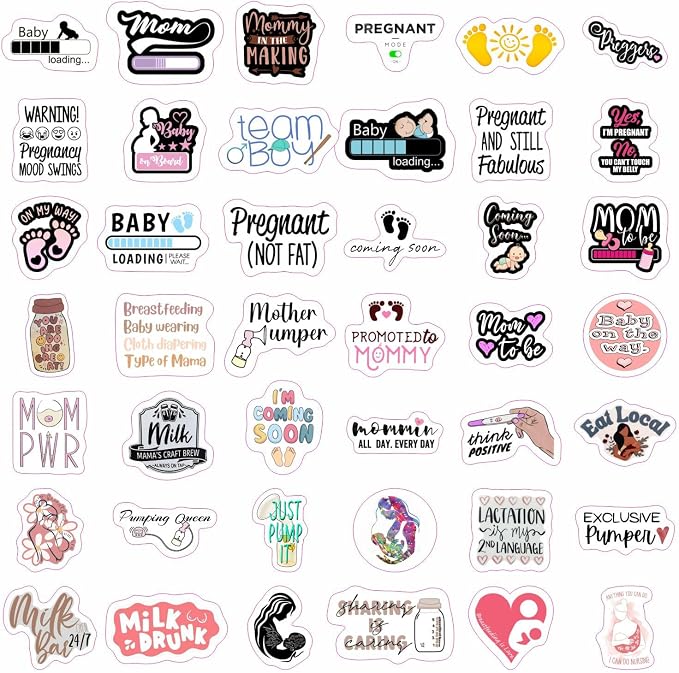 BulbaCraft Funny Breastfeeding and Pregnancy Stickers for Scrapbooking, Planner - Waterproof Vinyl Breastfeeding Mom Decals Laptop Decals, Gifts for Women & Men