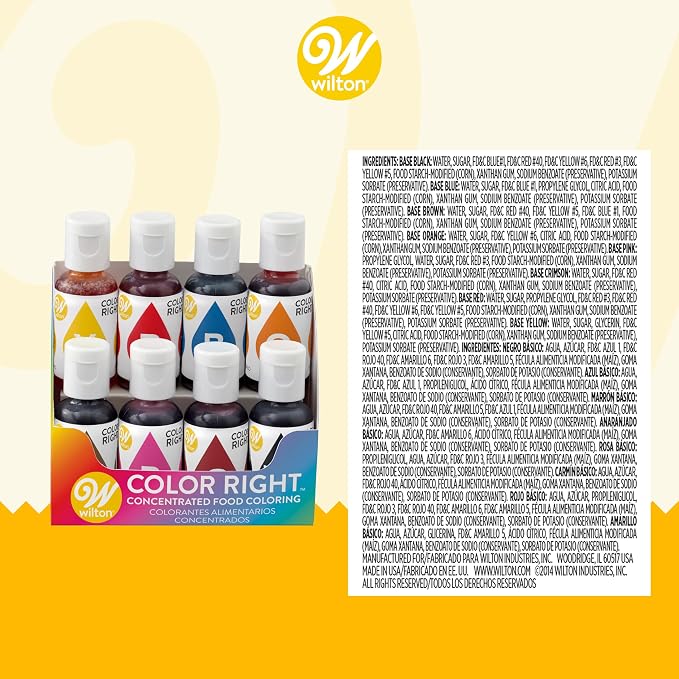 Wilton Color Right Performance Food Coloring, Ultra-Concentrated Liquid Gel Colors for Icing, Fondant & Cake Batter, 8-Count Pack