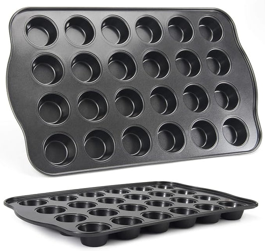 Cupcake Pan Nonstick 2 Pack (Grey, Mini 24 cup)