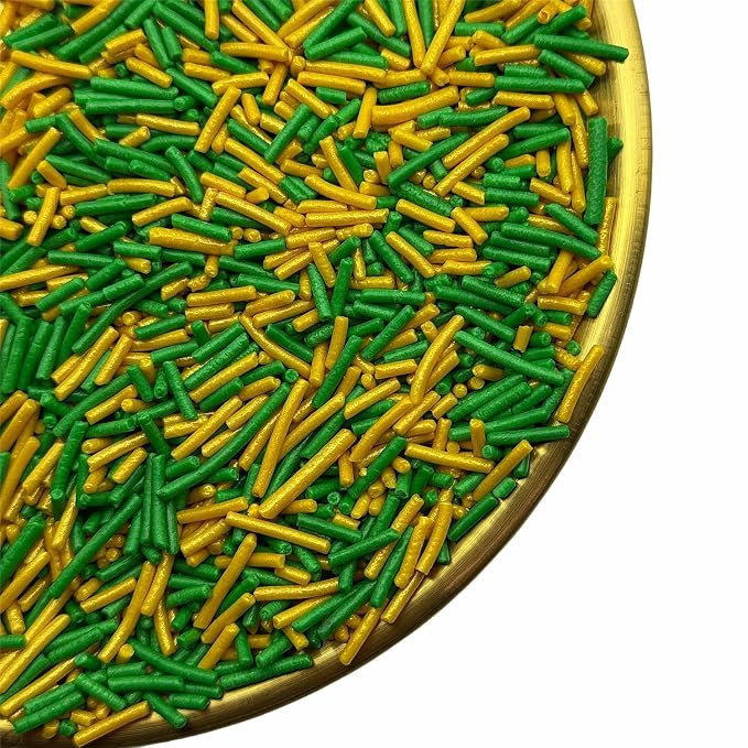 CandiJumpin Gold and Green Jimmy Sprinkles, Gold Green Sprinkles for Cake Decorating Edible Cake Jimmies Edible Crunchy Jimmies Ice Cream Toppings, Baby Shower Party Wedding Christmas Supplies 3 OZ