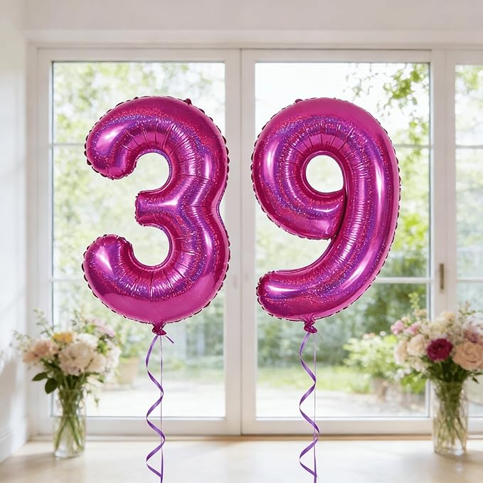 Laser Hot Pink 6 Balloon, Number Balloons 40 Inch, 6th Balloons for Birthday Decorations, Laser Hot Pink Party Supplies 6 Birthday Balloon, Number 6 Balloon