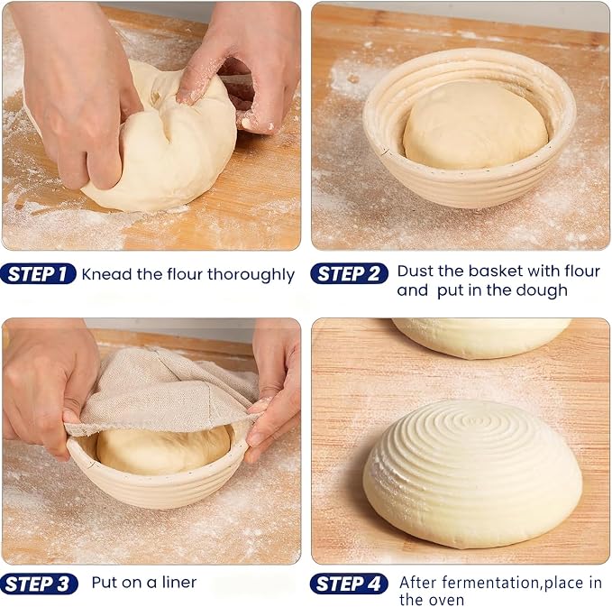 Banneton Bread Proofing Basket Set of 5, 5 Inch Mini Sourdough Bread Baking Supplies, Small Banneton Basket Proofing Baskets for Sourdough Bread Baking