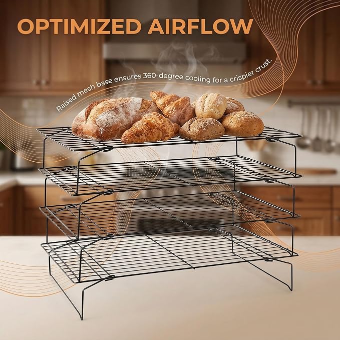 Detachable Collapsible Cooling Racks, Wire Cooling Rack Stackable Drying Rack for Bread Cookie Baking Candy Fruits (2-tier)