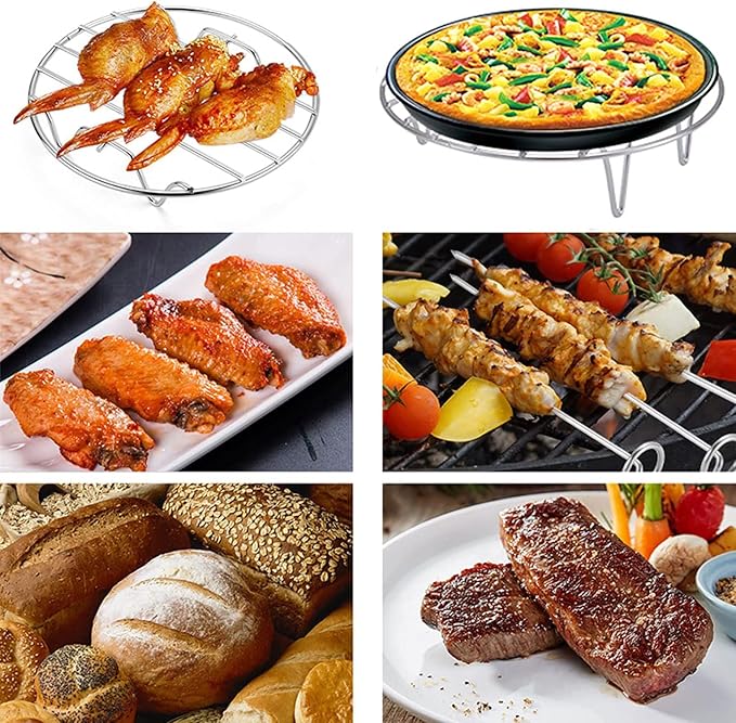 13.8" Round Cooking Rack Versatile Stainless Steel Grid Grill Steamer Rack, Fits Air Fryer Pot Pressure Cooker Canning