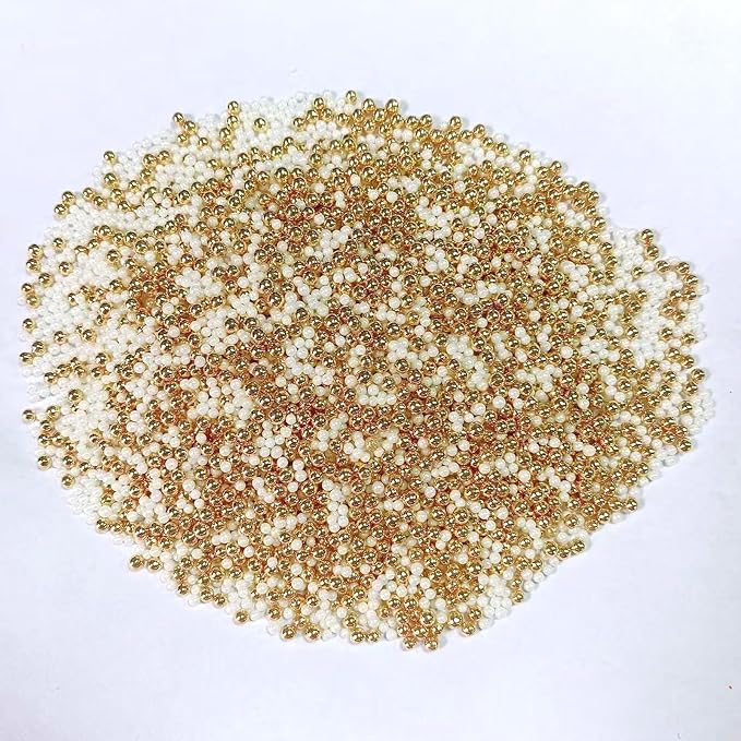 PhilaeEC White Gold Nonpareils Sprinkle 2mm Mini Peals Sprinkle Edible for Cake Decoration Cupcake Topper Cookie Baking Decorations Halloween Christmas Valentine Supplies