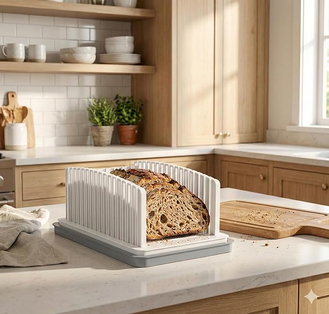 Professional Bread Slicer Guide Precision Loaf Cutter with Non-Slip Base for Perfect, Even Slices Artisan Sourdough Bread