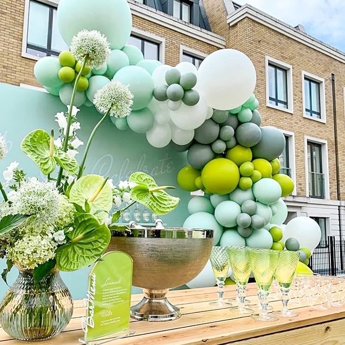 Voircoloria 130pcs Mint Green Balloons Different Sizes 18" 12" 10" 5" Pastel Light Green Balloons for Boys Girls Birthday Baby Shower Gender Reveal Wedding Decorations