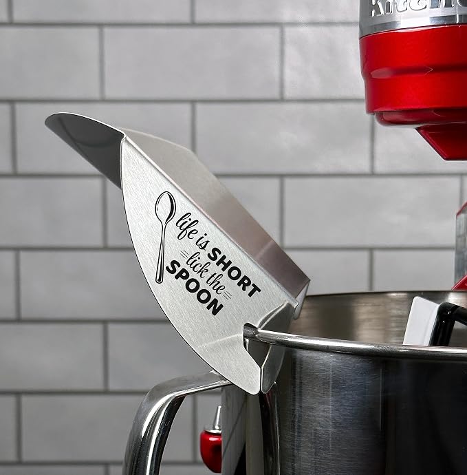 New Metro Design Pouring Chute Stand Mixer Replacement Pouring Shield with Unique Laser Etched Motto, Life is Short, Lick the Spoon