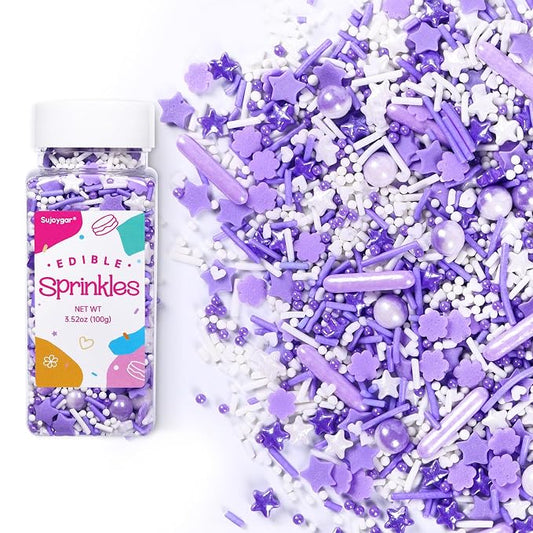 Purple Sprinkles for Cake Decorating, 3.52oz Edible Star Sprinkles, Cupcake Sprinkles, Baking Sprinkles, Ice Cream Sprinkles, Cookie Sprinkles